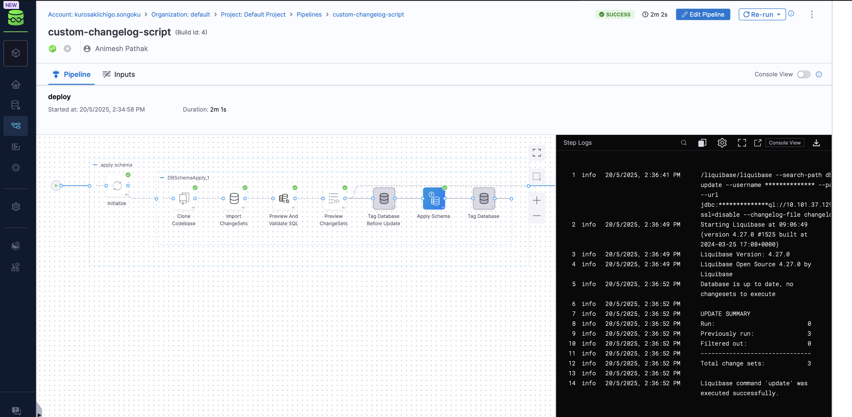 Run DB DevOps Pipeline