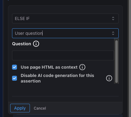ELSE IF conditional options
